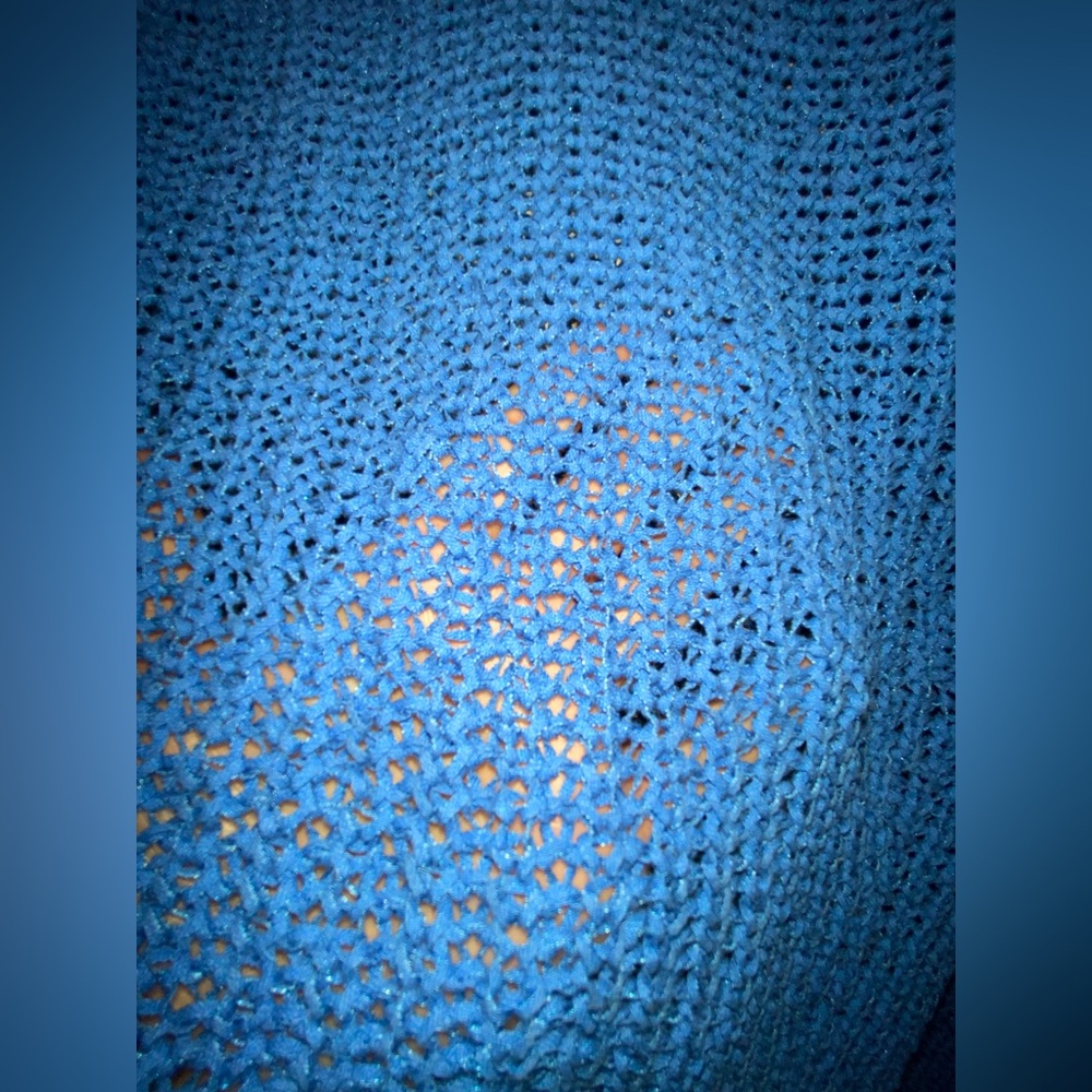 Tommy Bahama Marlina Blue Tape Yarn Open Knit V-Neck Sweater M Medium see photos - Picture 5 of 13